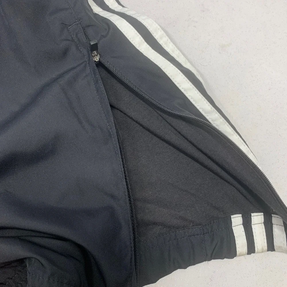 Vintage Adidas Track Pants  Men 2X Black White 3 Stripe  Ankle Zip Y2K Retro